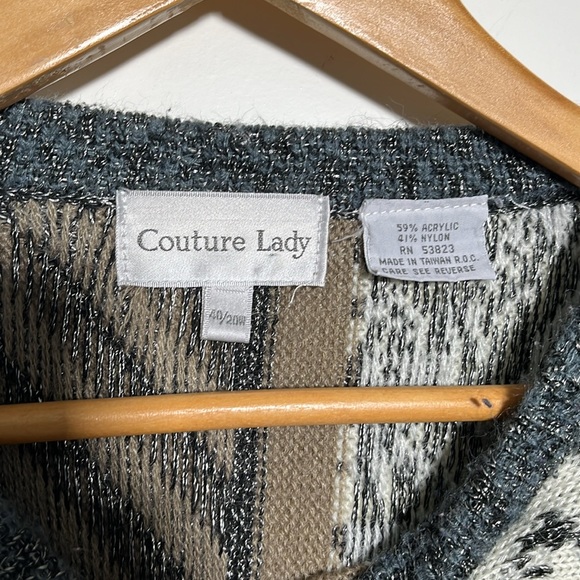 Couture Lady Vintage, Gray Tape, Abstract Sweater L - Picture 2 of 3